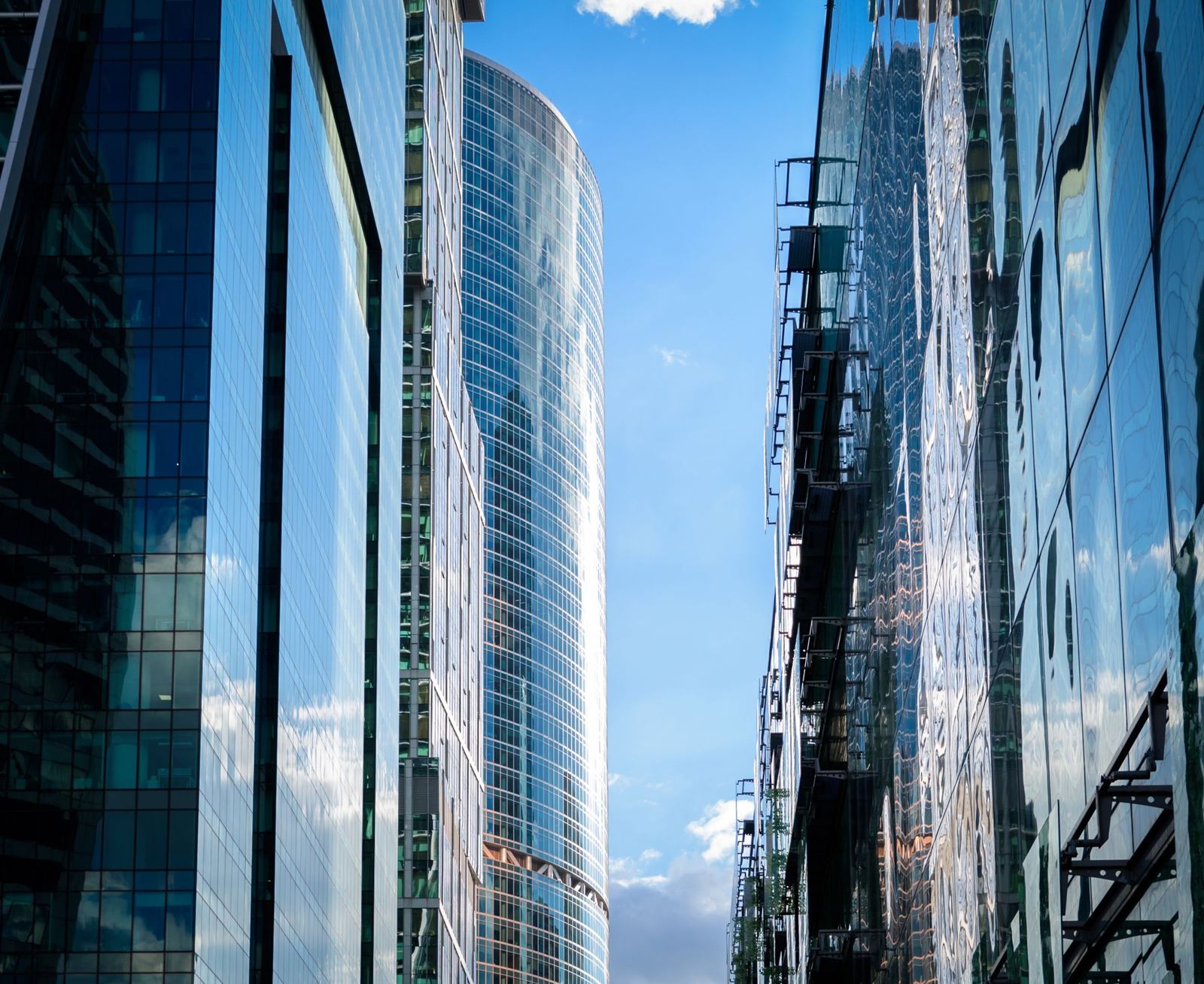 Business district con architettura contemporanea